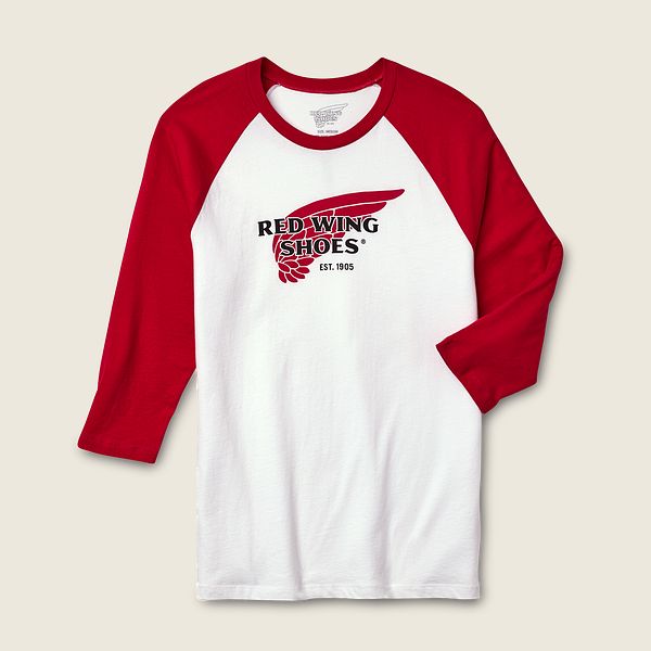 レッド ウィング(Red Wing) - 3/4ラグランコットンベースボール Tシャツ ホワイト JP12374